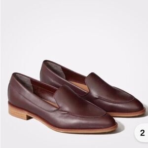 Everlane Modern Loafer Pointed Toe Leather Mule Burgundy Brown Sz 6